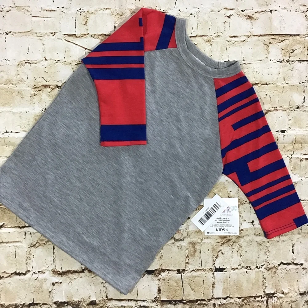 New With Tags! Unisex LuLaRoe Sloan 3/4 Sleeves Raglan Top Size 4 - Picture 1 of 7